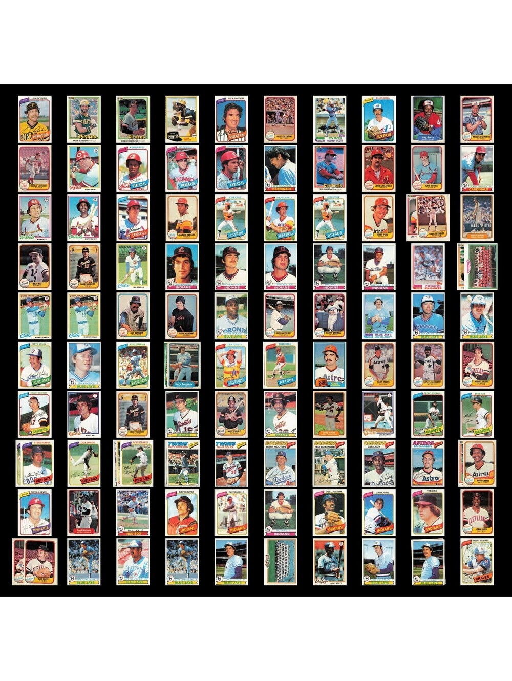 100+ Vintage 1970s-80s Baseball Card Lot MLB Topps Fleer